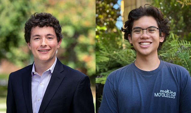 Headshot photos of two college-age boys, side by side.