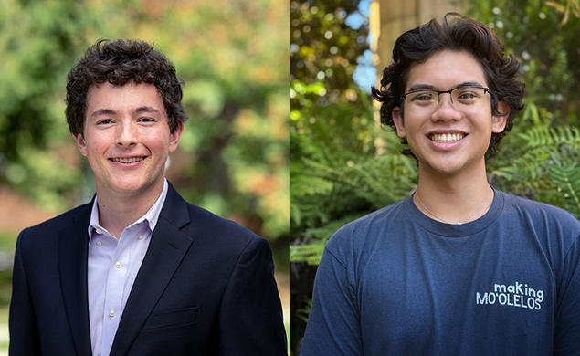 Headshot photos of two college-age boys, side by side.