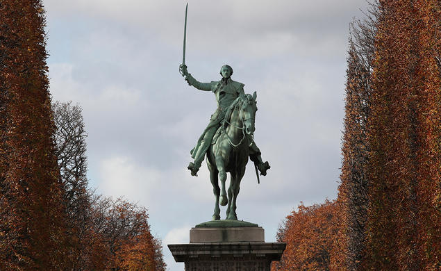 The statue of the Marquis de Lafayette is pictured in Paris in 2020.