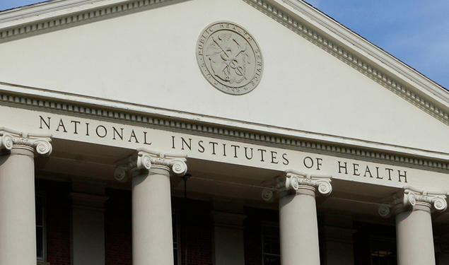 The facade of the National Institutes of Health building.