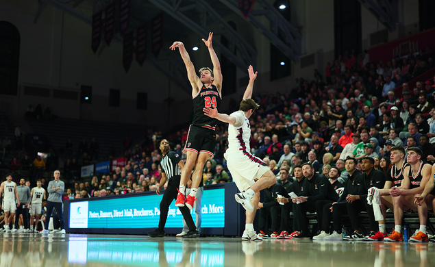 Blake Peters follows through after shooting a 3-pointer
