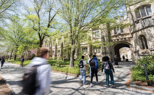 Students walking on campus