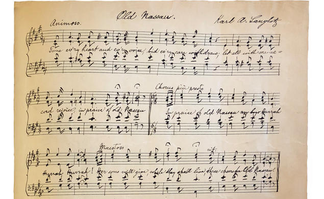 Photo of the original music and lyrics for Old Nassau