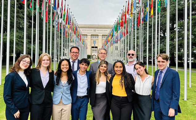 SPIA studetns in Front of Palais des Nations in Geneva
