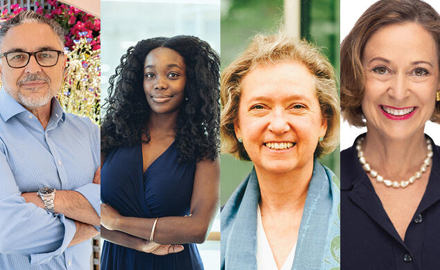 From left, José Quiñonez *98, Kahina Haynes ’11, Betsy Biemann *89, and Kathy Roth-Douquet *91.