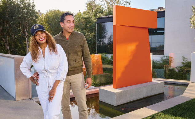 Kwanza Jones ’93 and José E. Feliciano ’94 at their $50 million mansion in the Pacific Palisades
