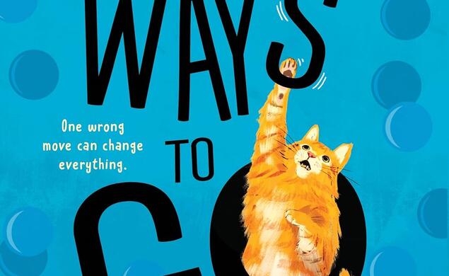 Blue background with darker blue bubble around it. The text is in the center with a cat reaching through the O of the word "Go"