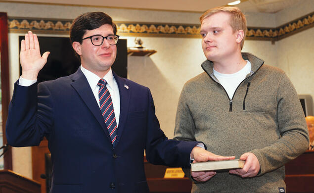 OTC_Thomas Emens mayor.jpg Thomas Emens ’25 being sworn in