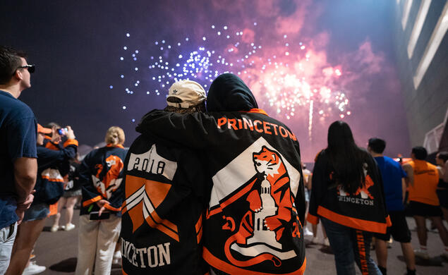 Students watch the fireworks show at 2024 Reunions