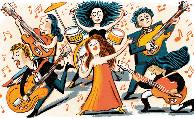 OTC_Student Dispatch May 26 Bands Campus.jpg Illustrations of a student band in action