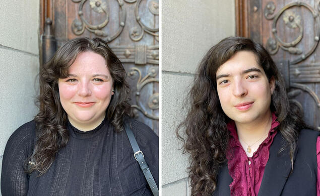 Ash Baudelaire ’26, left, and Matthew Cooperberg ’26