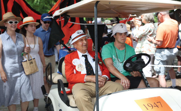 rye herr ’47 being driven by a student crew member.