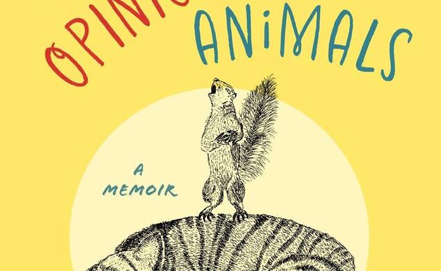 Yellow cover with the title at top and an illustration of a squirrel standing on a cat.