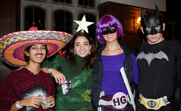 From left, graduate students Sonika Johri, Dena Feldman, Meghan Krupka, and Serguei Bagrianski dressed up for the Oct. 22 Halloween Ball at Procter Hall in the Graduate College. (Photos by John O'Neill '13)