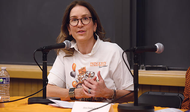 Lucy McBride ’95 speaks during PAW’s panel