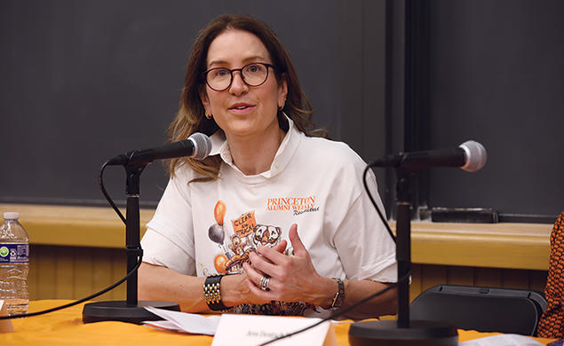 Lucy McBride ’95 speaks during PAW’s panel