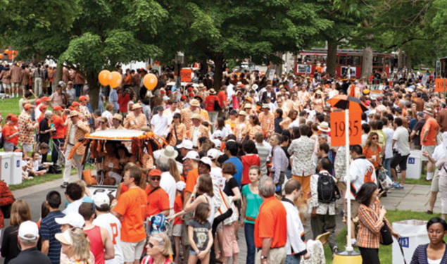 Following custom, the 25th-year class leads the P-rade.