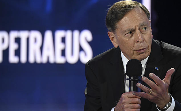 Retired Gen. David Petraeus speaks at a discussion about intelligence gathering in Warsaw, Poland, earlier this year.