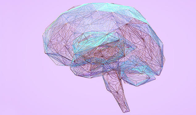 Line drawing styled graphic of a brain