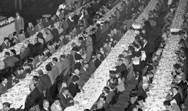 Princetonians have been gathering for Alumni Day since 1915. This photo from Feb. 22, 1947, shows lunch at Baker Rink. 