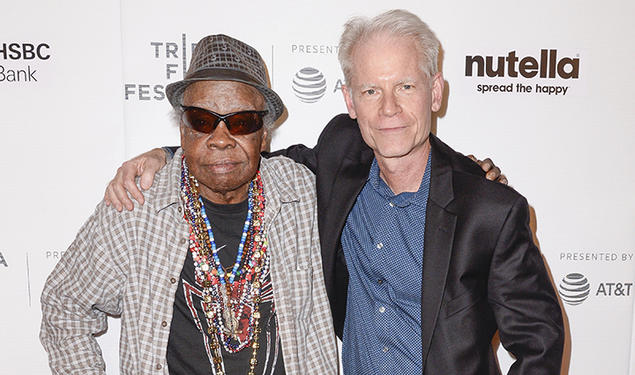 Sterling Magee (Mr Satan), left, and Adam Gussow  ’79 *00 at the premiere of the Satan and Adam during the 2018 Tribeca Film Festival.