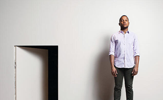 Branden Jacobs-Jenkins ’06 on the set of An Octoroon.