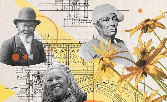 Collage of Princetonians who had buildings named after them.
