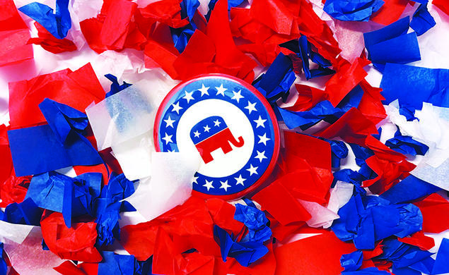 Republican elephant button with confetti