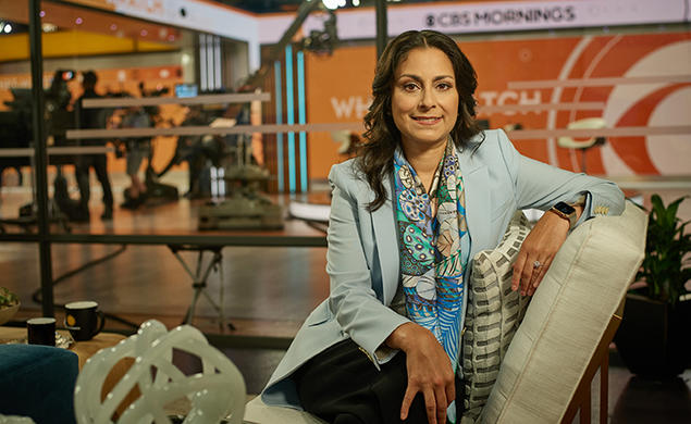 Infectious-disease physician Céline Gounder ’97 on the set of CBS Mornings.
