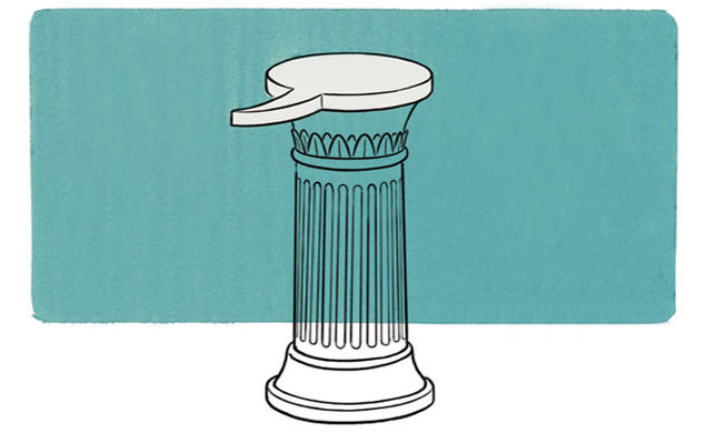 Illustration of a column with a thought bubble above it