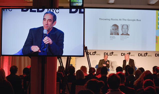 Douglas Rushkoff ’83 speaks at the DLDnyc Conference in 2016. 