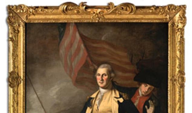 Charles Willson Peale’s “George Washington at the Battle of Princeton," in its refurbished frame.