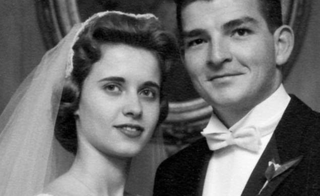 Suzy and John Graham '61 in 1960 and, below, on the occasion of their 50th wedding anniversary.