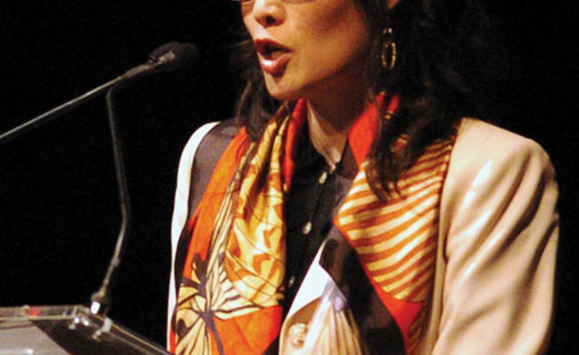 Sheryl WuDunn *88 speaks at a ceremony in October 2009, when she and her husband, Nicholas Kristof, were honored for their work on behalf of women and girls.