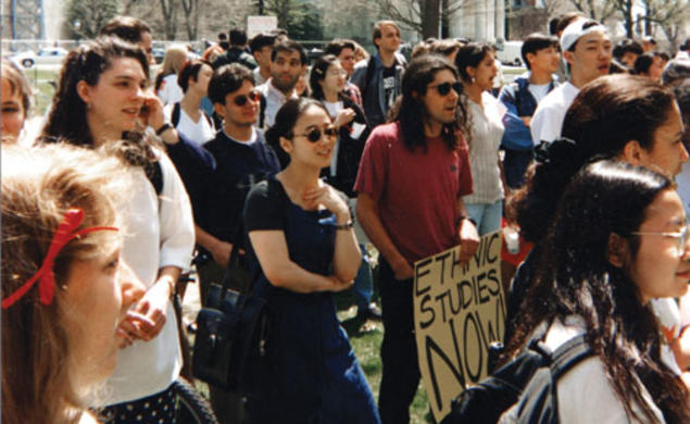 In April 1995, students demonstrated inside and outside Nassau Hall in support of ethnic-studies courses, including courses in Asian-American studies. 
