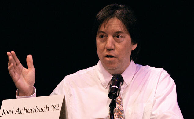 Washington Post writer Joel Achenbach '82 moderated PAW's Reunions panel on the presidential campaign.