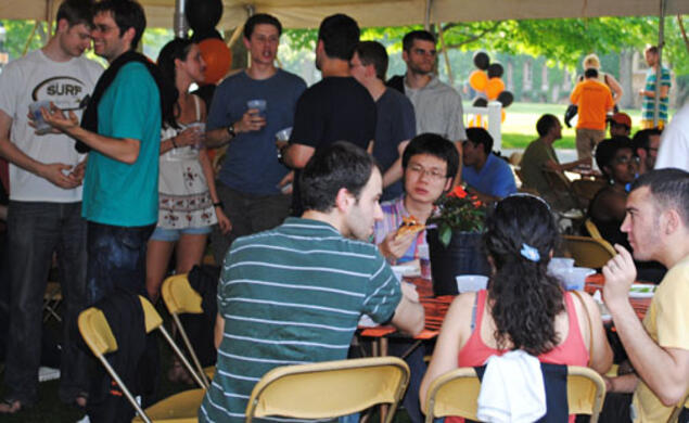  About 200 grad students who passed their generals attended a celebration May 26 ­outside Whig Hall, a new event sponsored by the graduate school.  