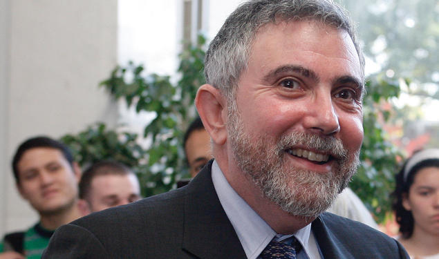 Professor Paul Krugman beams during a Woodrow Wilson School reception celebrating his Nobel Prize.