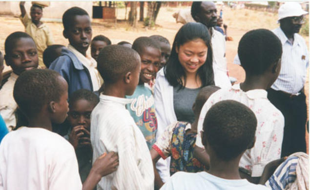 Above, Renee Hsia ’99 in Rwanda in 1999. Below: Hsia recently working at a clinic in Sanafe, Eritrea.