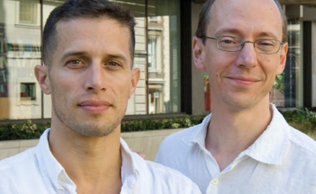 Professors D. Graham Burnett ’93, left, and Jeff Dolven
