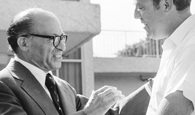 Samuel W. Lewis *64, right, with soon-to-be Israeli prime minister Menachem Begin.