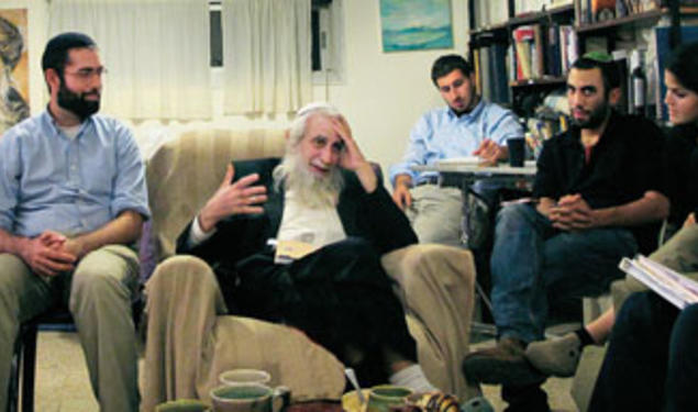 Graduate students meet with Rabbi Menachem Froman, third from left, chief rabbi of the Tekoa settlement in the West Bank, as part of a Woodrow Wilson School policy workshop.