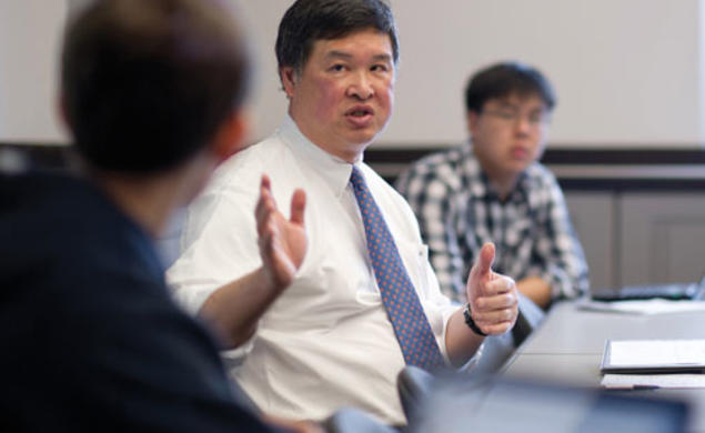 Thinking about “our identities and backgrounds, justice, and the legal system” was the focus of a course co-taught by appeals-court judge Denny Chin ’75, above.