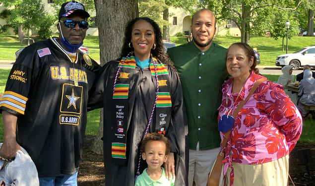 Natasha Alford *24 with her family at Commencement.