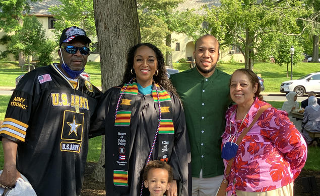 Natasha Alford *24 with her family at Commencement.
