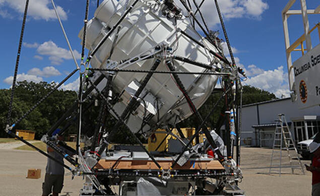 The package of scientific instruments for Princeton’s Antarctic balloon-flight project.