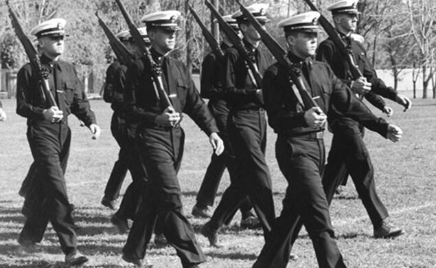 NROTC students in formation, pictured in the 1964 Bric-A-Brac.