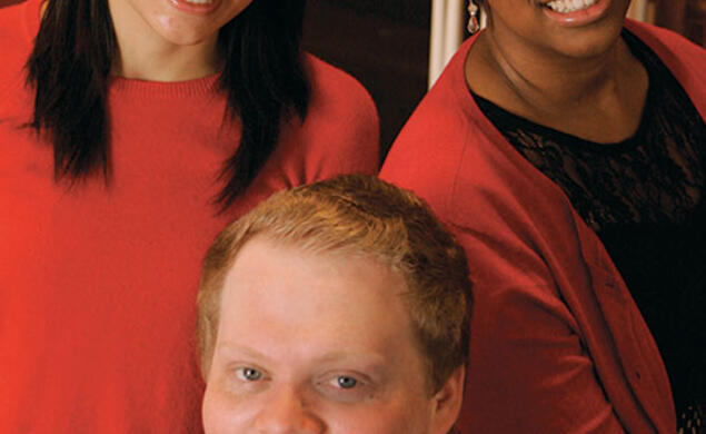 From left, Farrah Bui ’14, Dallas C. Nan ’16, and Lea Trusty ’16 are leaders of the Princeton Quest Scholars Network, which connects and supports low-income students.