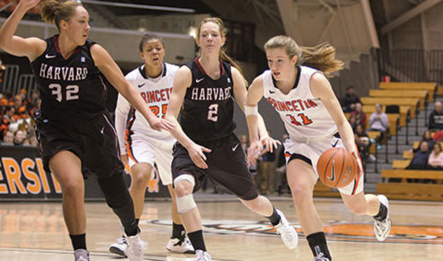 Guard Blake Dietrick ’15 in action against Harvard.