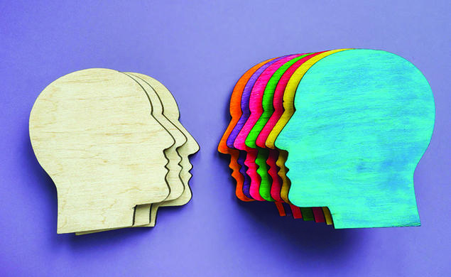 Graphic illustrating diversity using differently colored heads